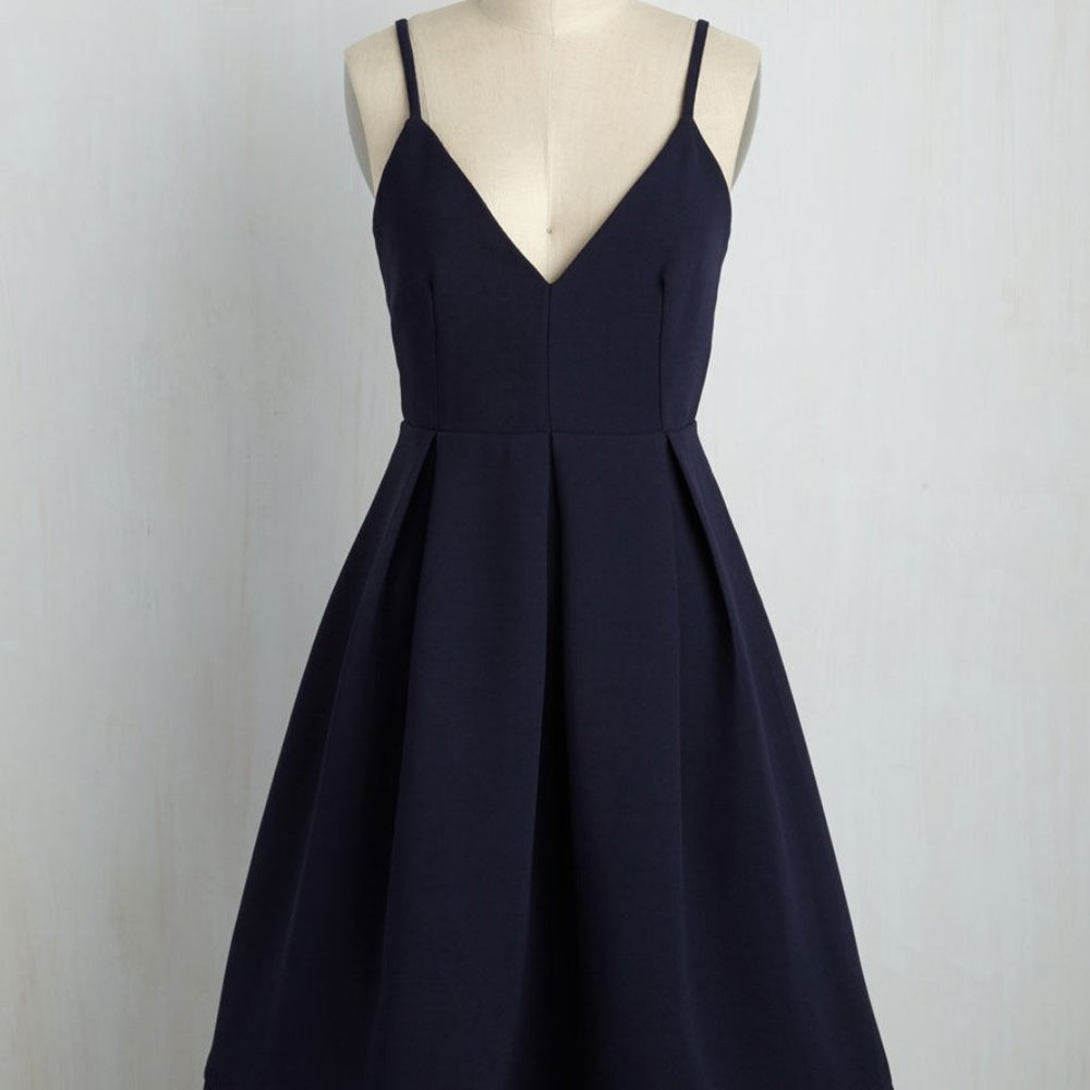 Modcloth Happy as a Clambake A-Line Dress in Navy